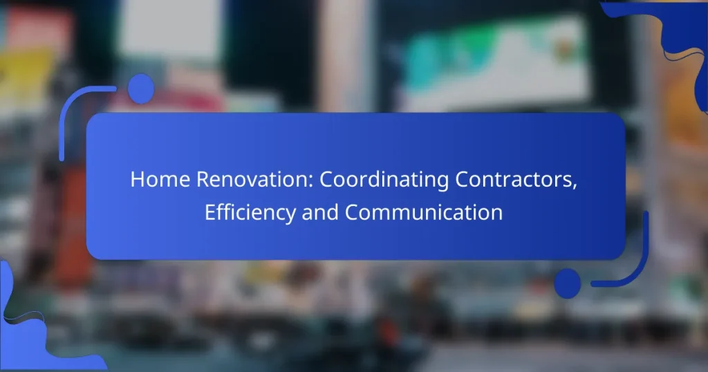 Home Renovation: Coordinating Contractors, Efficiency and Communication