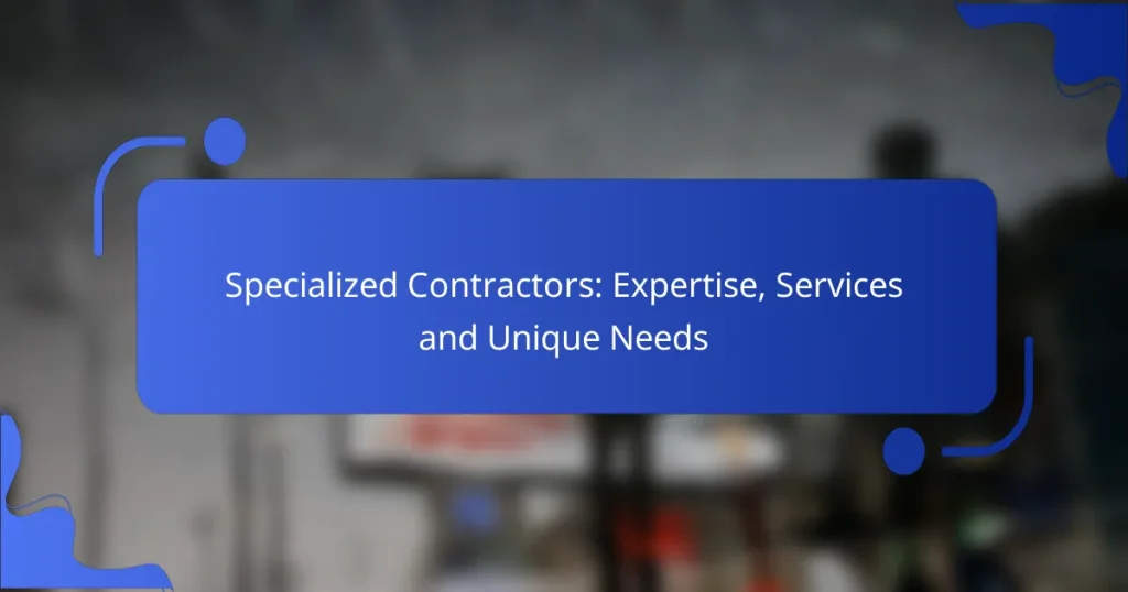 Specialized Contractors: Expertise, Services and Unique Needs